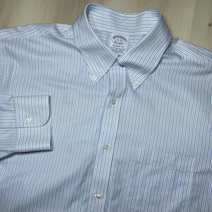 Brooks Brothers Regent Blue Striped Button Down Shirt Non Iron Men’s Sz 16-33